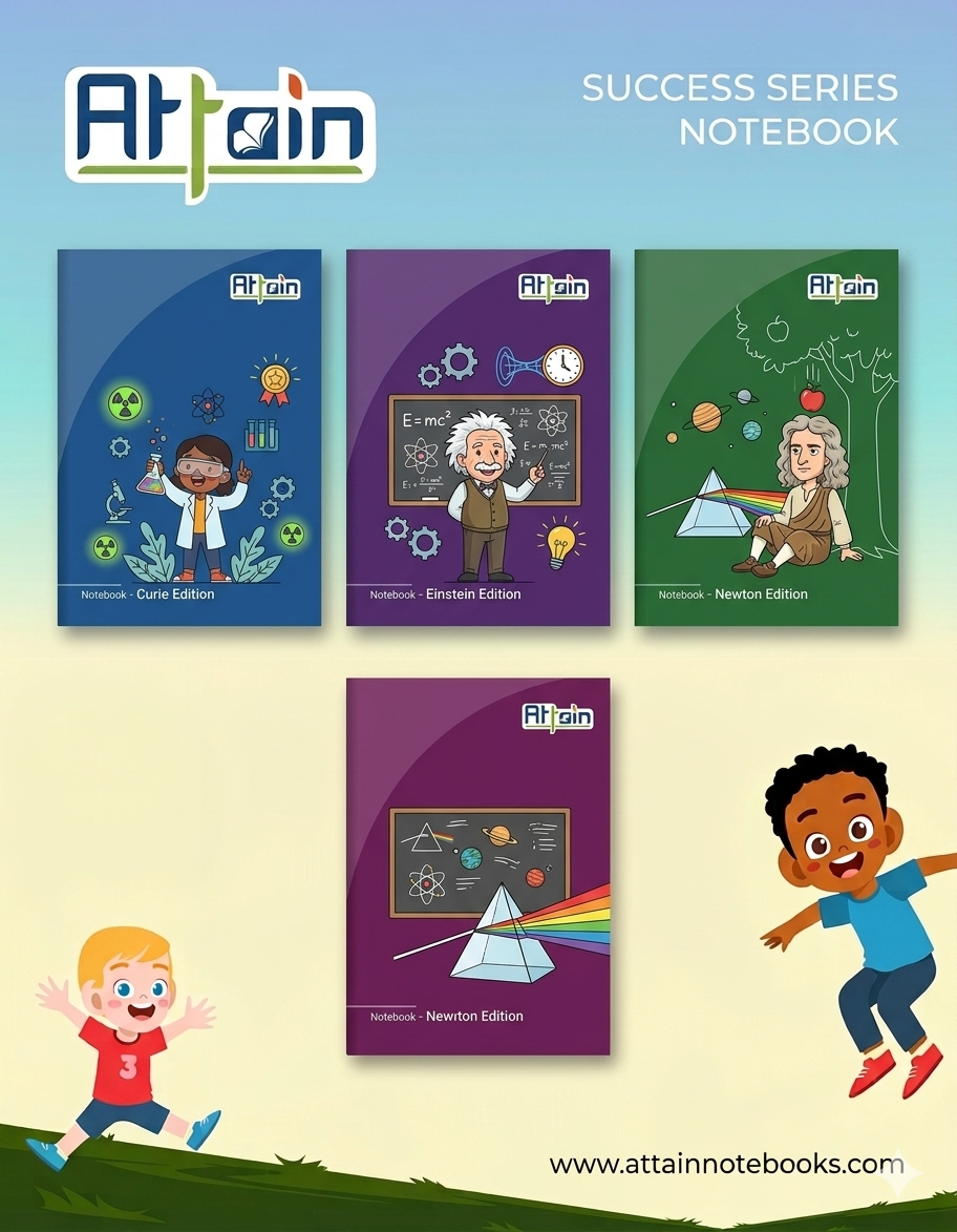 Attain Success Series notebooks β Curie, Einstein and Newton editions